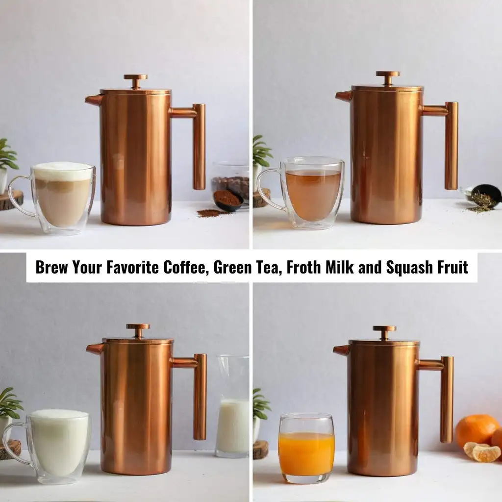 Electroplated copper coffee kettle 304 stainless steel french press and airtight coffee canister coffee series sets