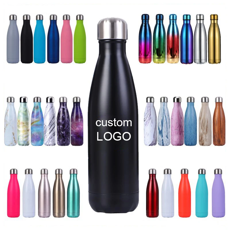 Custom Travel Water Bottle Gift Leak-Proof Double Walled Cola Shape Stainless Steel Water Bottle