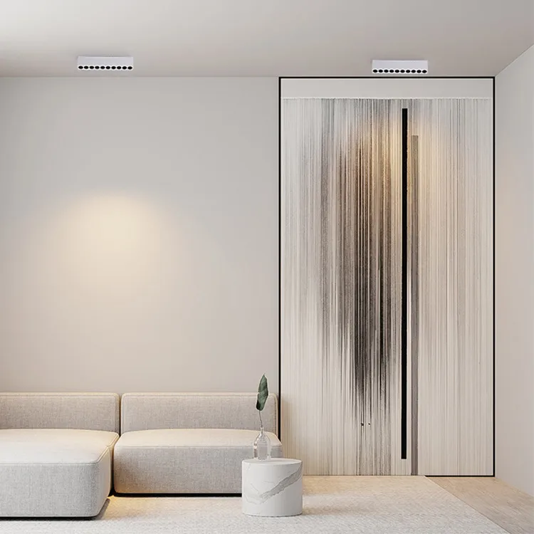 No Main Light Design Porch Living Room Ceiling Deep Cup Anti-Glare 90 CRI LED Surface Mounted Long Strip Grille Light