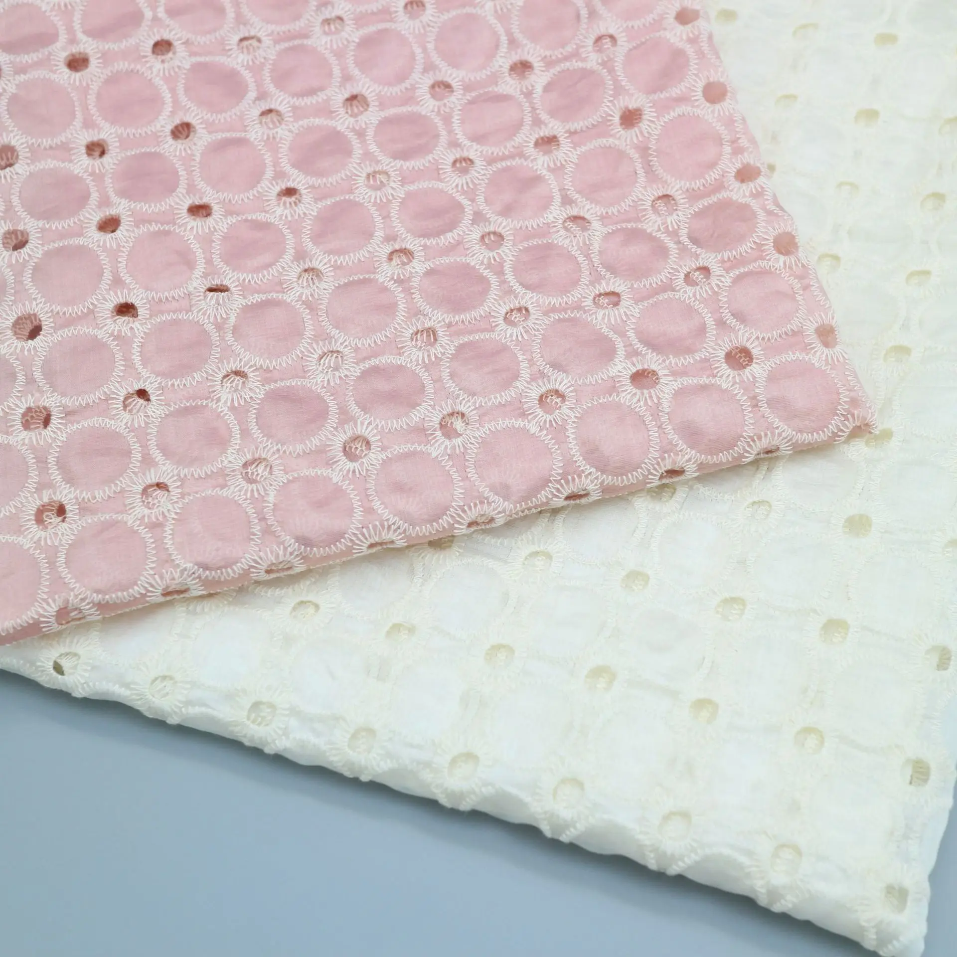 AFFNINTY Wholesale Custom Soft White Circular Pattern Hollow Embroidery Guipure Lace Fabric For Clothes