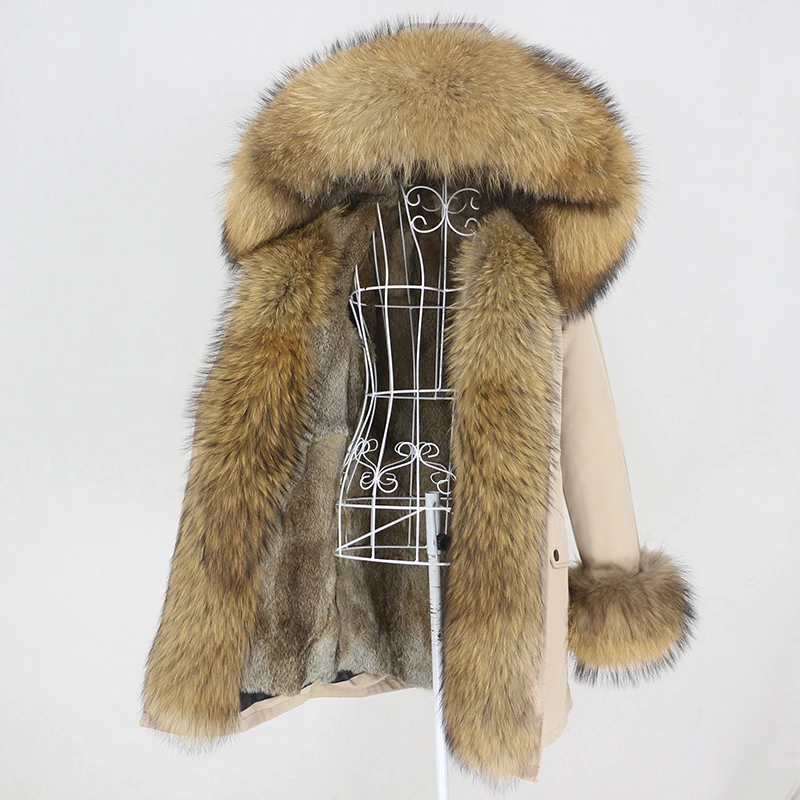 OFTBUY 2023 New Waterproof Winter Jacket Women Long Parka Real Rabbit Fur Coat Natural Raccoon Fur Collar Hood Warm Streetwear