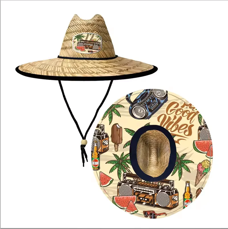 High-Quality Lifeguard Straw Hat Sun Proof And Breathable Hollow Straw Hat Beach Large Edge Sun Hats