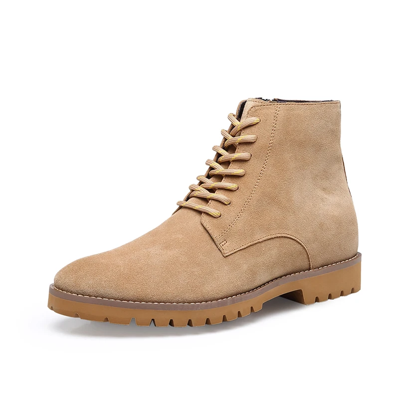 Популярные мужские замшевые ботильоны цвета хаки увеличивающие рост ботинки повседневная обувь цвет под заказ высота материала
