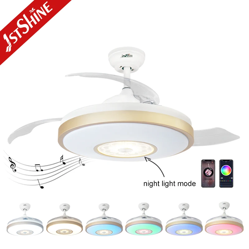 1stshine led ceiling fan  42 inch dc motor music speaker smart rgb  led ceiling fan with night light