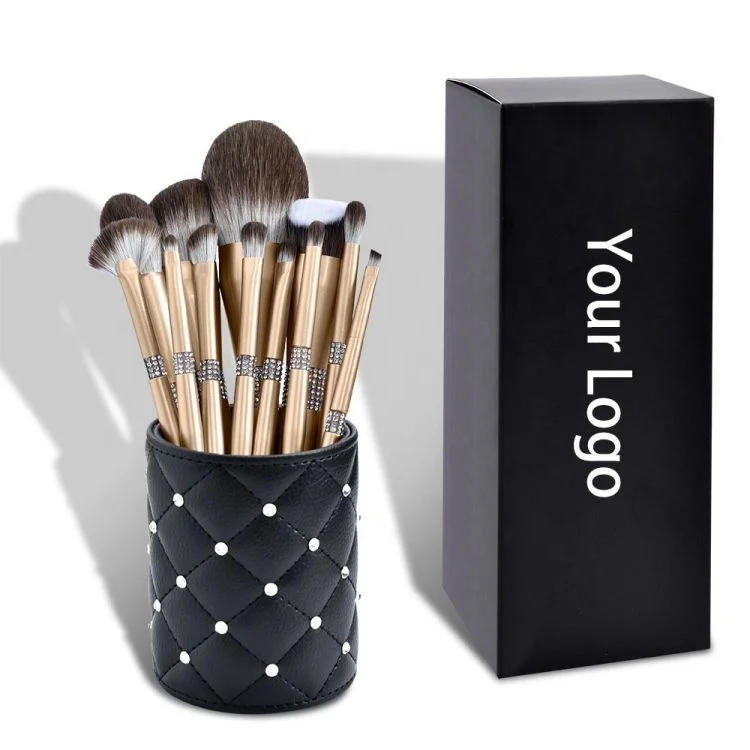 Synthetic Hair Best Free Samples High End Wholesale 12 pcs Diamond Gold Crystal Gift Gold Luxury Bling Makeup Brush Set