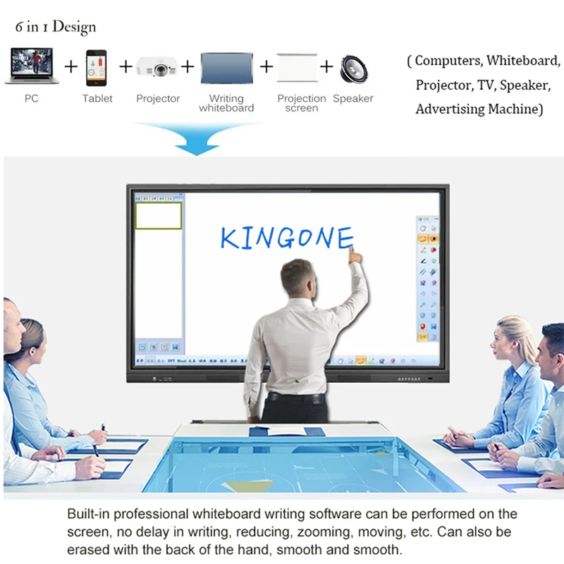 KINGONE OEM 65 дюймов 4K цифровая доска с мульти сенсорным экраном Интерактивная смарт-панель для классной встречи