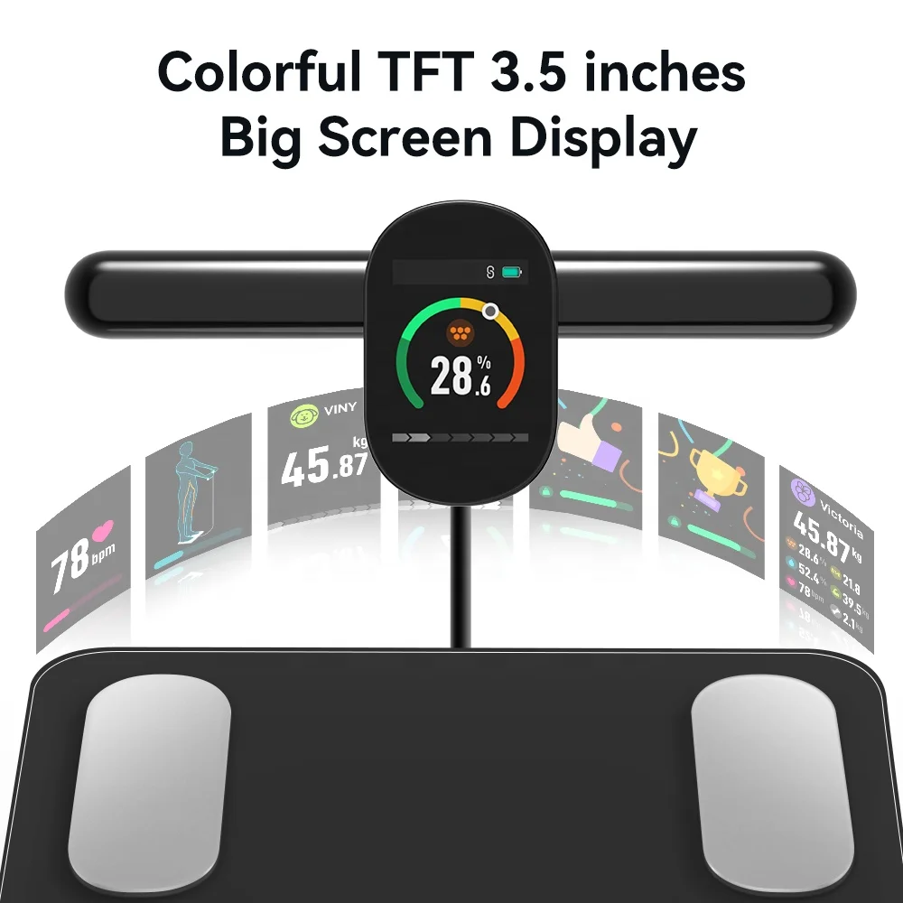 Smart Body Fat Scale 8 Sensors Electrodes Personal Weight Balance Health Body Scale With Handrails And App