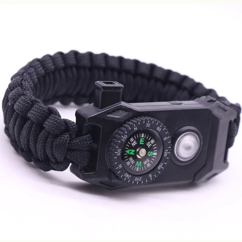 Camping Bracelet Survival Gear Kit with Embedded Compass, Fire Starter, Emergency Knife & Whistle Survival Bracelet