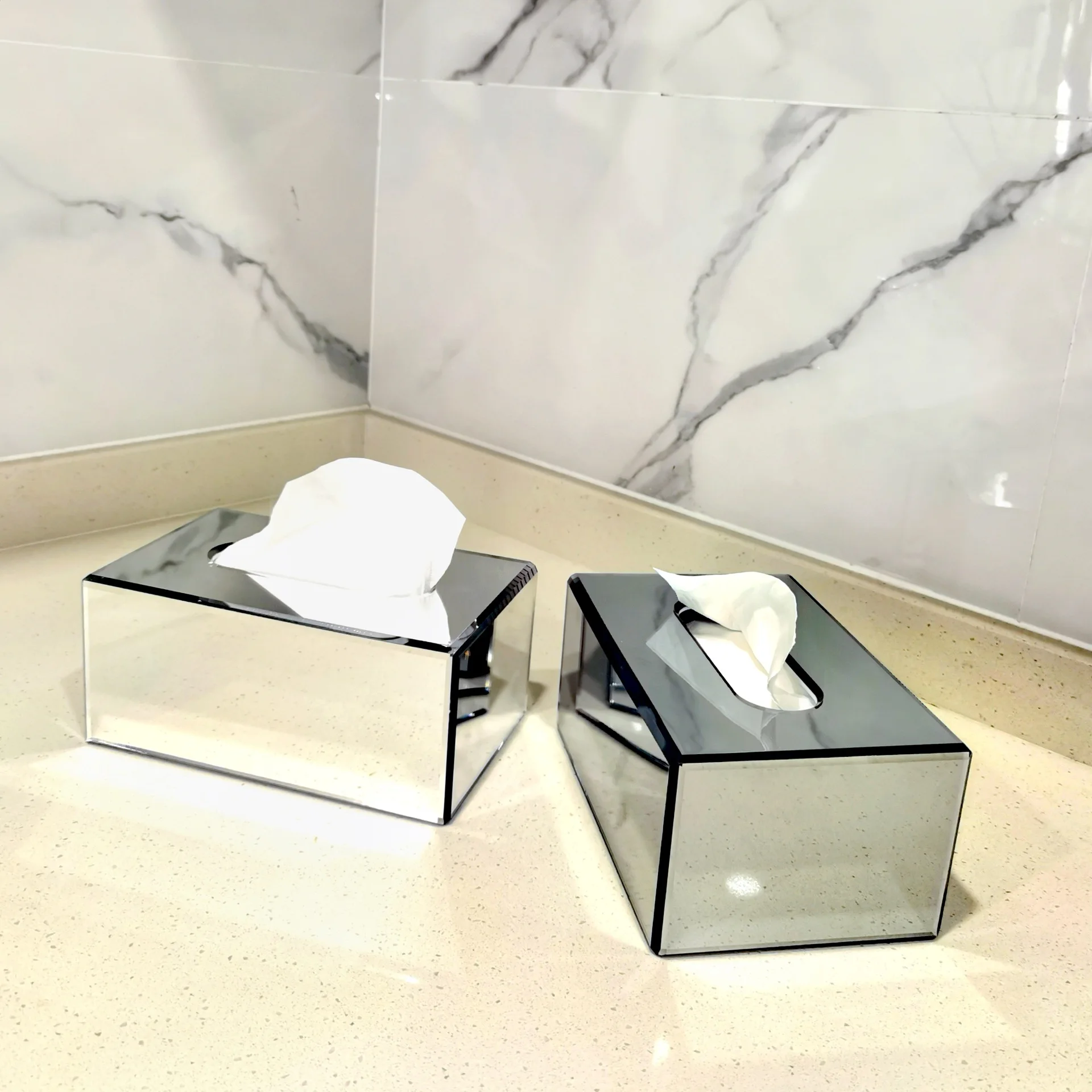 Customer Magnetic Acrylic Mirror Tissue Box Dryer Sheet Dispenser Cover Luxury Napkin Holder Organizer