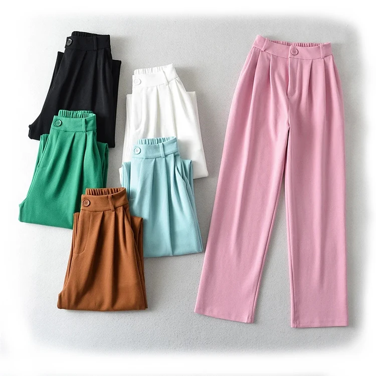 Office Elegant Suit Pants Elastic Waistband Comfortable Draping Women Trousers