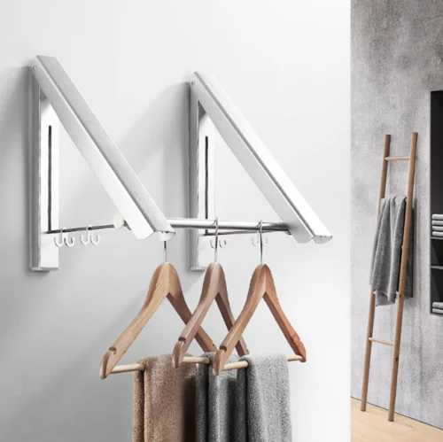 Double Foldable Clothing Rack with Extension 80cm Rods for Laundry Dryer Room