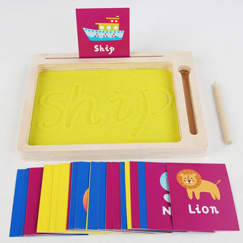 Mumoni Funny Wooden Sand Tracing Tray Kids Alphabet And Number Learning Toy Children Montessori Learning Toys