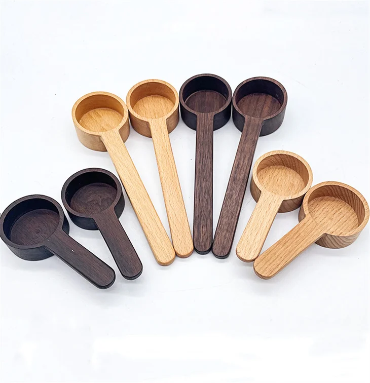 Wooden gift Custom flag LOGO Wholesale Wood Measuring Spoon set Short Handle Wooden Coffee Spice Seasoning Spoons Promotional