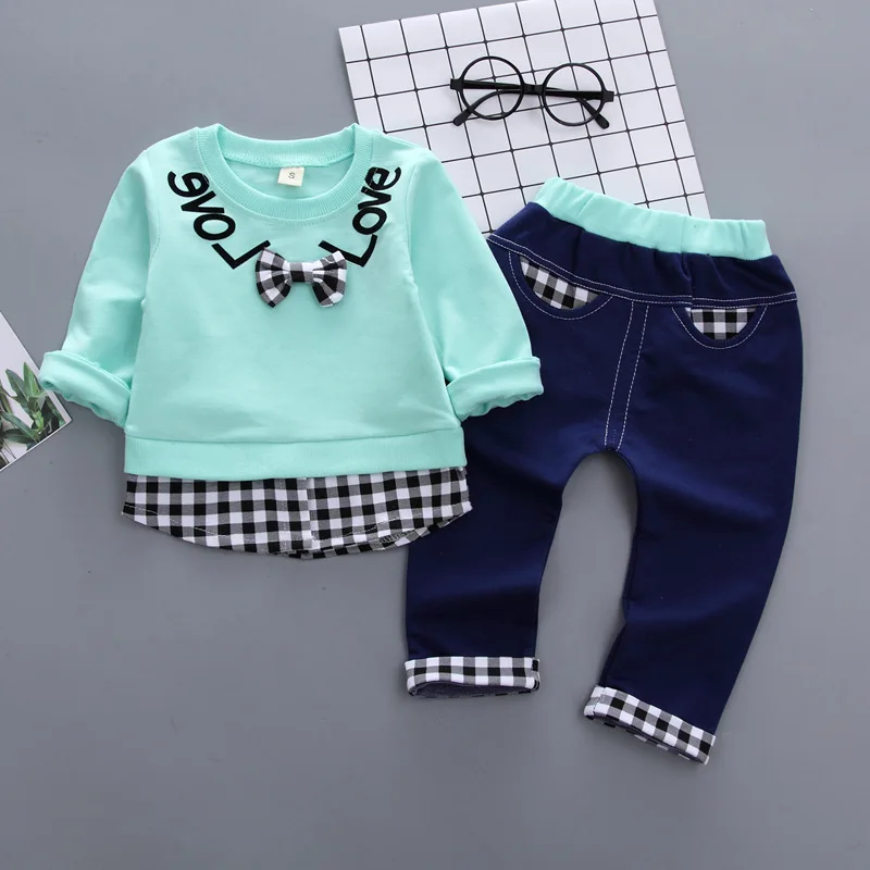 
Wholesale Pink Beautiful Sets Little Girls sweatshirt Clothing Outfit 