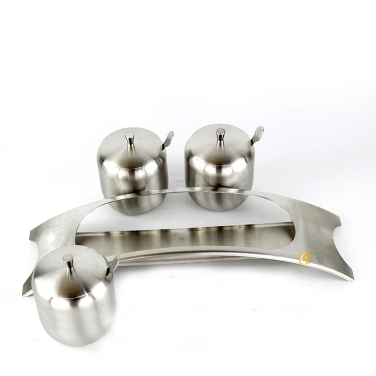 
Creative European 304 stainless steel seasoning box 3pcs kitchen spice jar set 