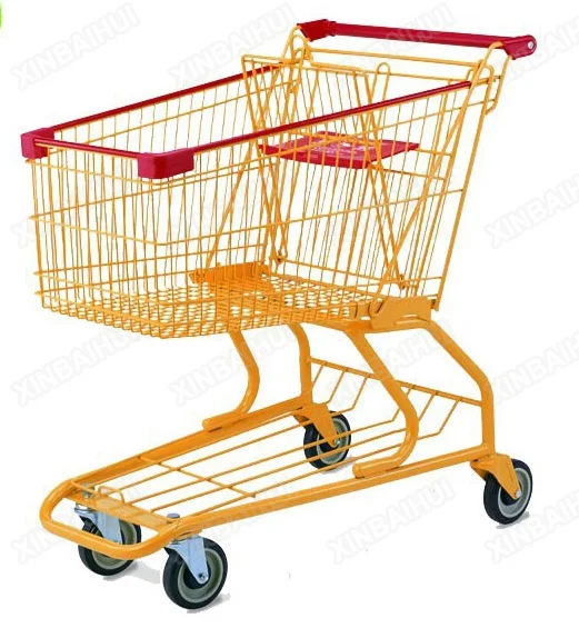 Premium Steel Large 4 Wheels Shopping Supermarket Carts for Retail Store