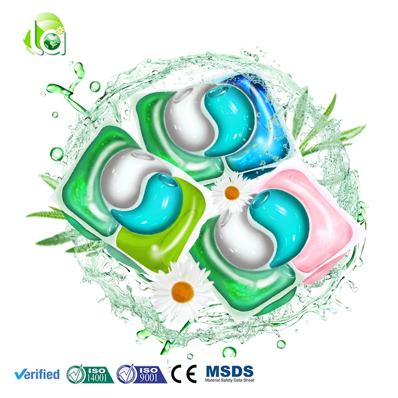 Laundry detergent washing capsule  green and white color plastic sterilization and protect the color of clothes