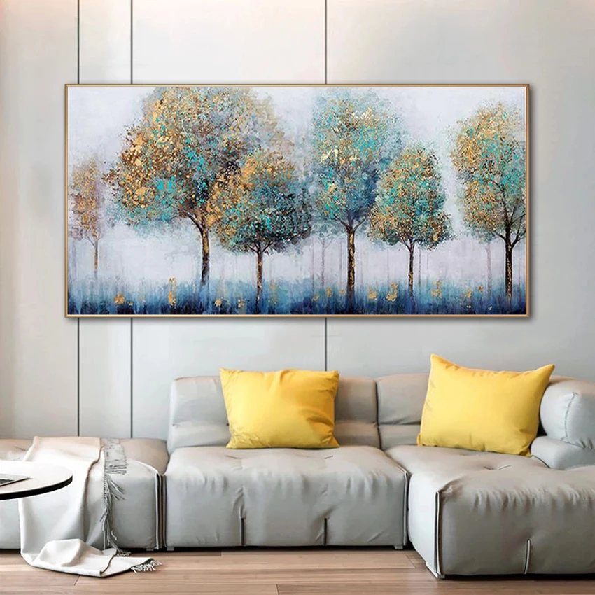 100%Hand Painted  Money Trees Abstract Landscape Wall Pictures Home Decor  money wall oil painting art