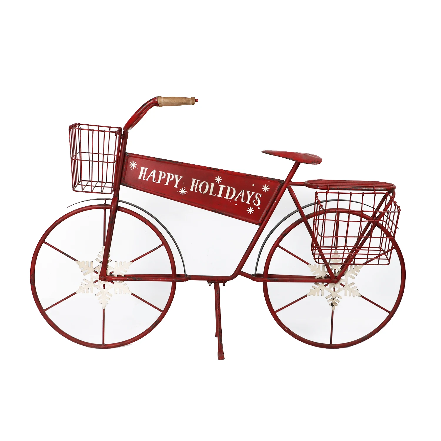 Metal Standing Planter Hand Painted Flower Holder Indoor Outdoor Home Garden Patio Decor Red Bicycle Plant Stand