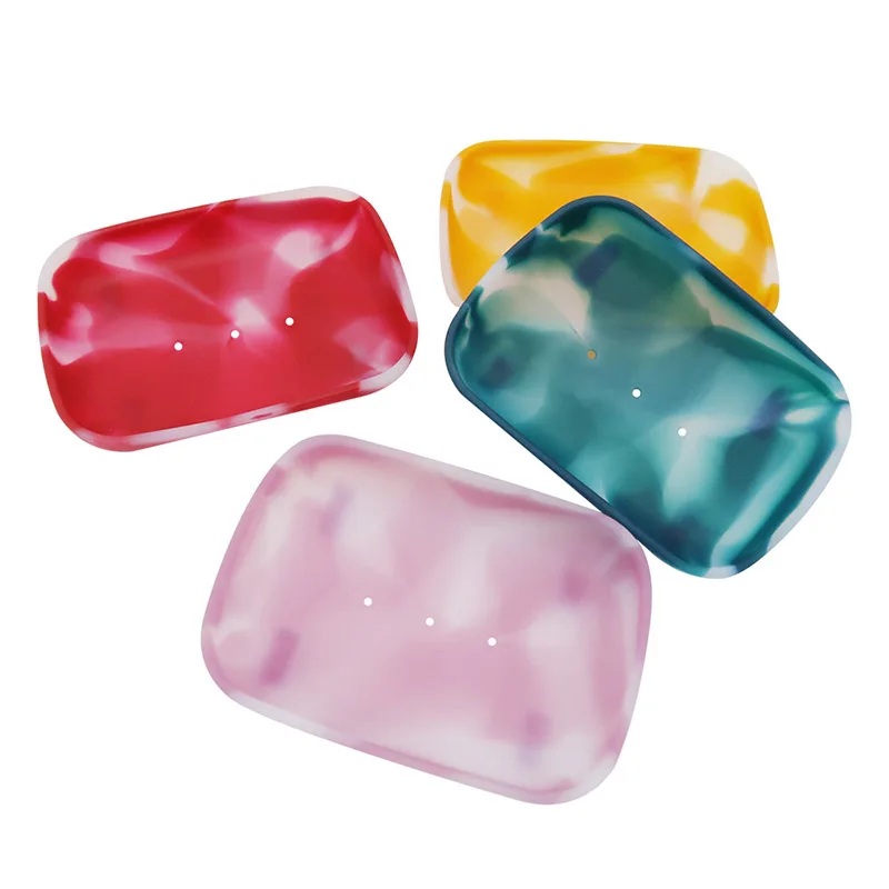 Wholesale Silicone Soap Dish with Self Drainage Non-slip Soap Saver Tray for Bathroom Kitchen Sponge Rubber Pad Soap Drainer Hol