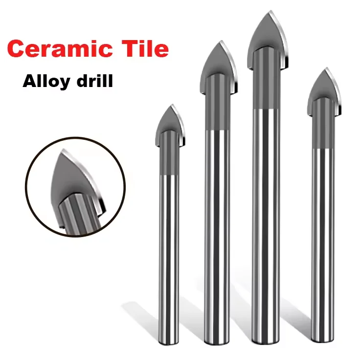 YG8/6 Sand Blasted Straight Shank Single Carbide Tip Glass Drill Bit for Glass Ceramic Porcelain Tile Drilling