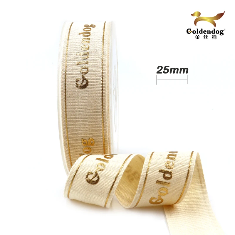 Cheap wholesale white 100% cotton custom ribbon with printed brand name logo