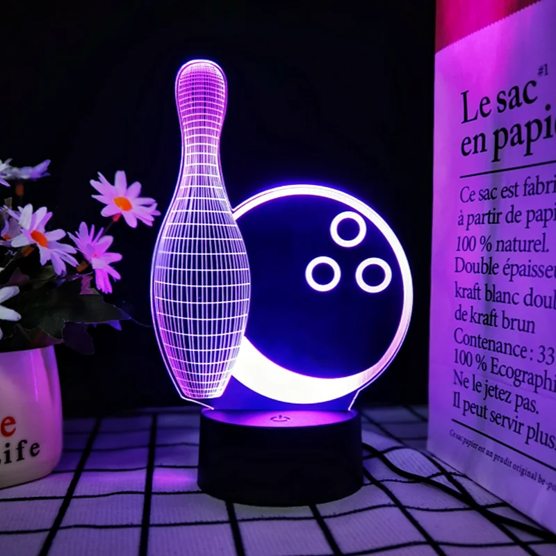 Хоккей Бейсбол Футбол 3d иллюзия свет usb ночник лазерный белый черный база современная акриловая Светодиодная настольная лампа
