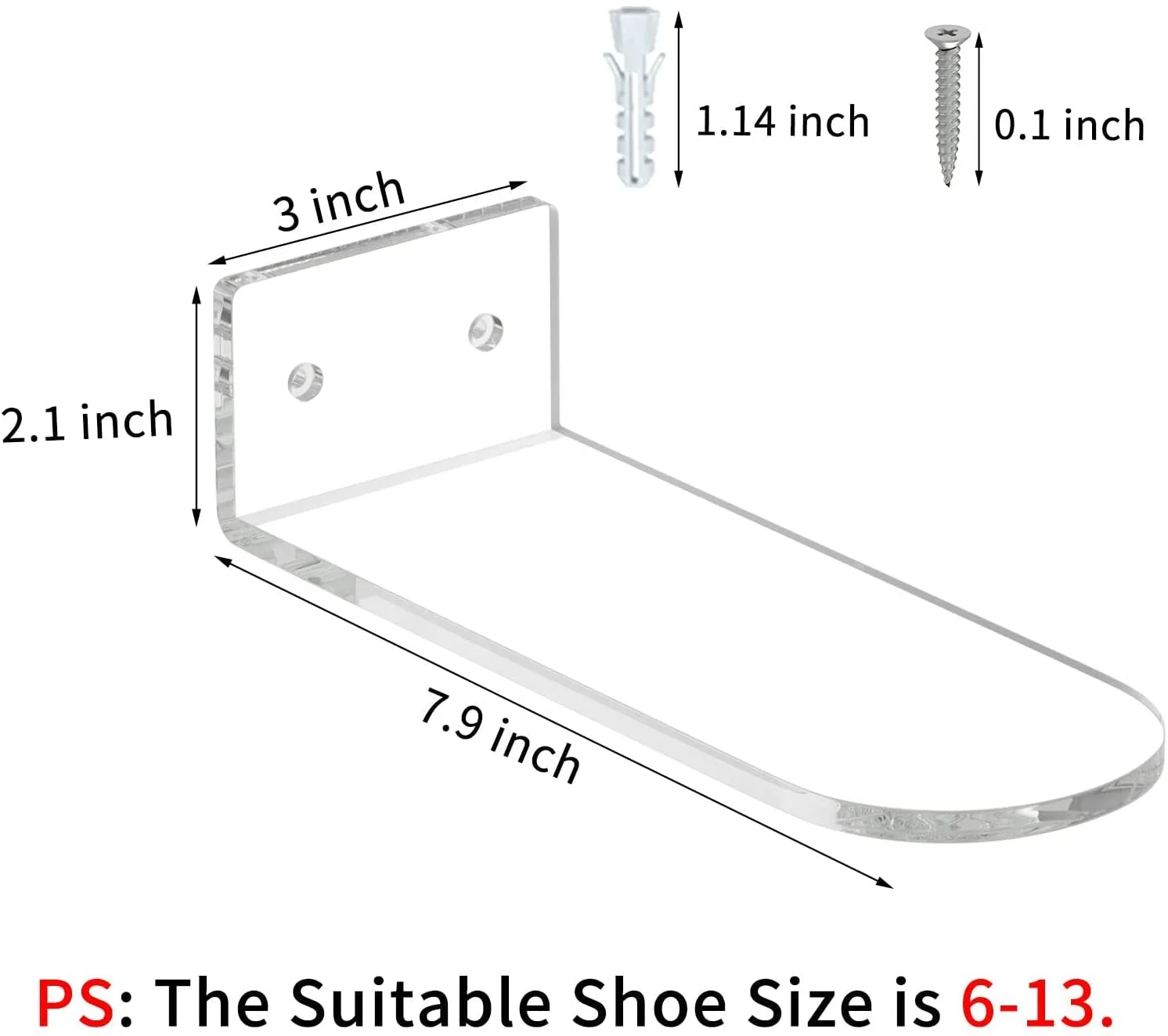 Acrylic Floating Shoe Display Shelves,  Shoe Display Shelf for Wall,  Sneaker Shelves Wall Mounted to Display Collectible Shoes