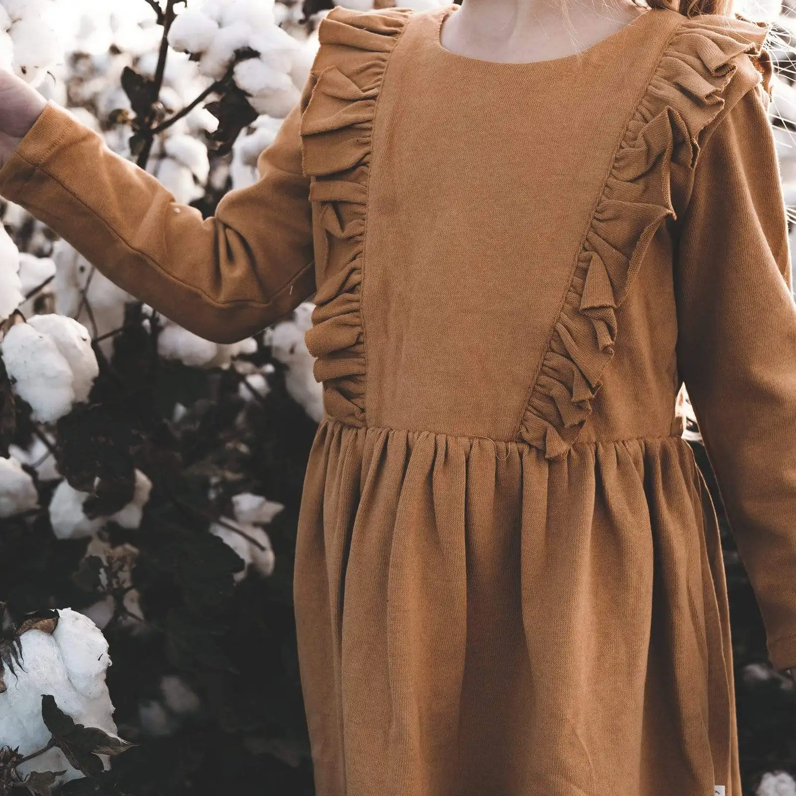 Warm comfortable solid color knit sweater long-sleeved children girl dress