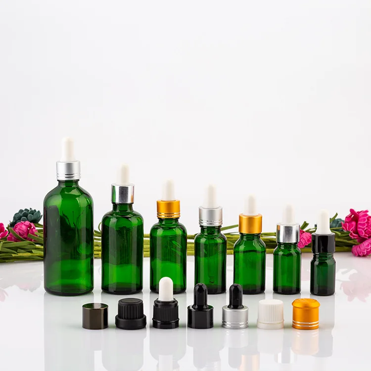 100ml Amber Green Clear Blue Essential Oil Dispensing  Cosmetic Oil Empty Container with Dropper Sprayer and Measurement