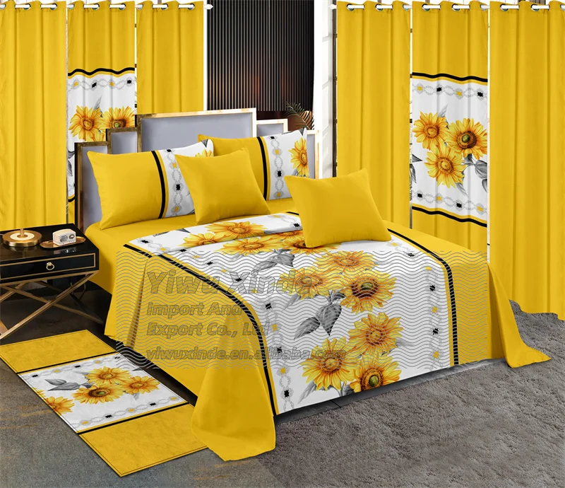 wholesale bed sheet king size 13 pieces bedding set with curtains queen size bedsheets sets