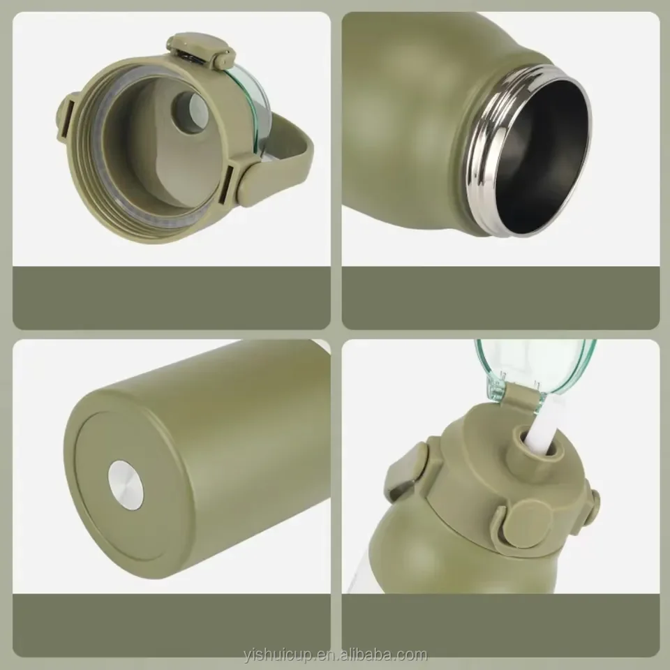 No Moq Customized Sports Gym Large Capacity With Bounce Lid Stainless Steel Water Bottle Flask