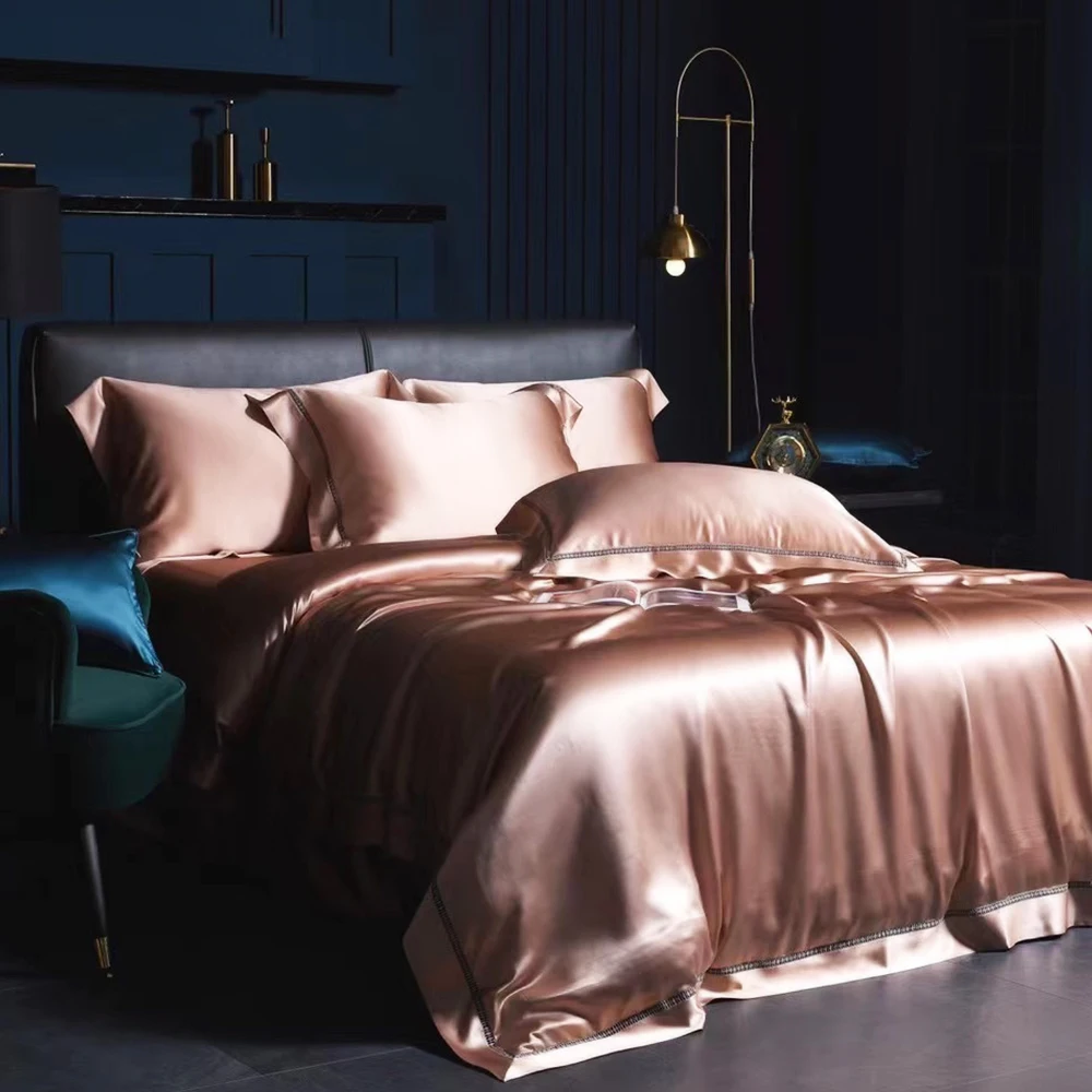 Мягкая 100% шелковая ткань шармёз постельное белье Простыня наволочка шелковое с сертификацией Oeko
