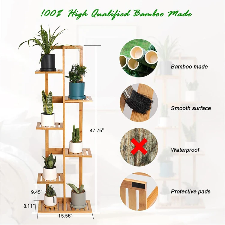 Last Longer High Quality 100% High-Quality Bamboo Bicycle Plant Stand