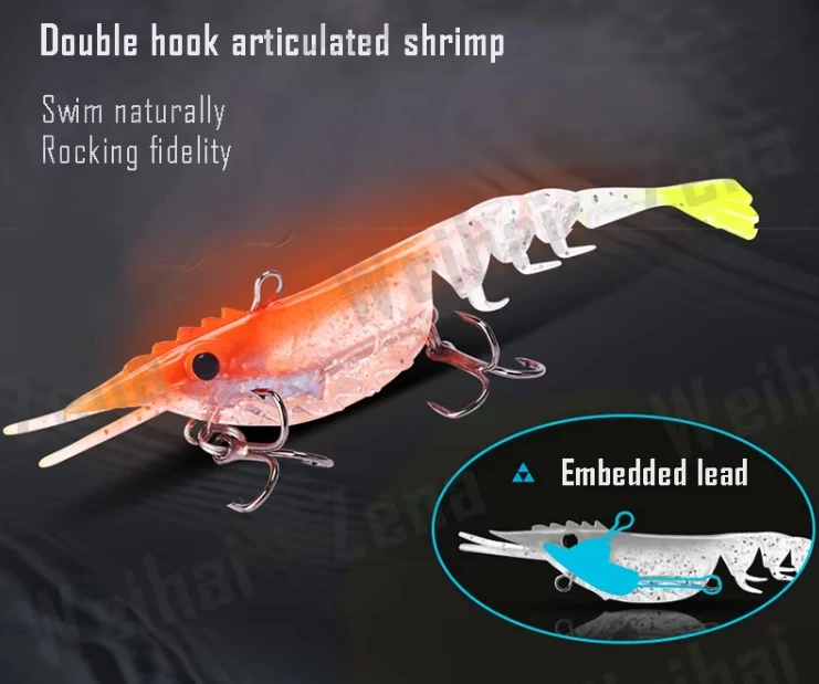 Wholesale 105mm 11g  PVC soft shrimp prawn fishing lure sinking Scampi fishing Swim baits