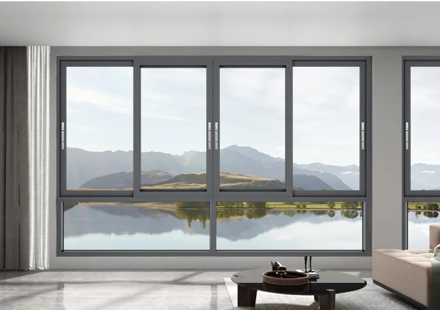 Factory price aluminum sliding Window  double glass windows and doors big vision soundproof window For bedroom