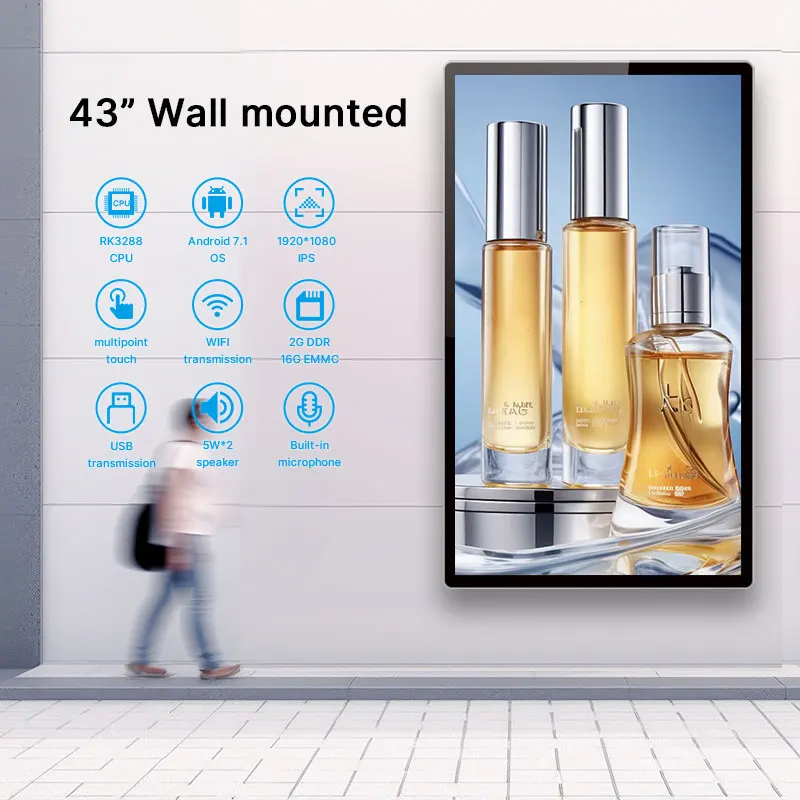 32 43 49 55 65 дюймов настенный внутренний видеоплеер Android Wifi настенное крепление Lcd Digital Signage рекламный дисплей