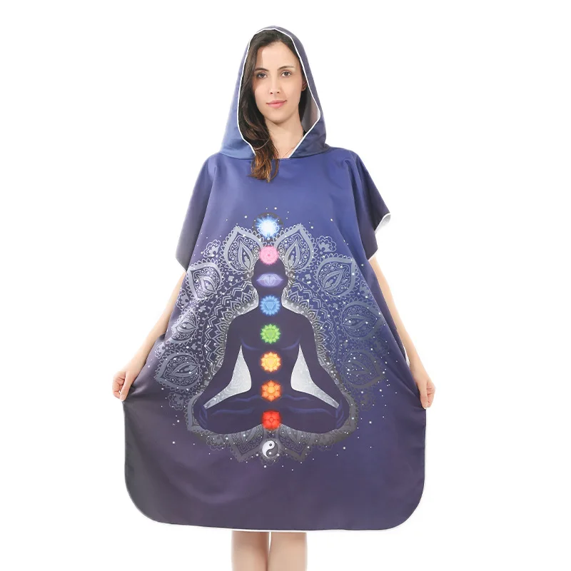 LISO Wholesale Custom Beach Towel Sublimating Printed Hooded Changing Robe Swimming Pool Change Beach Surf Poncho