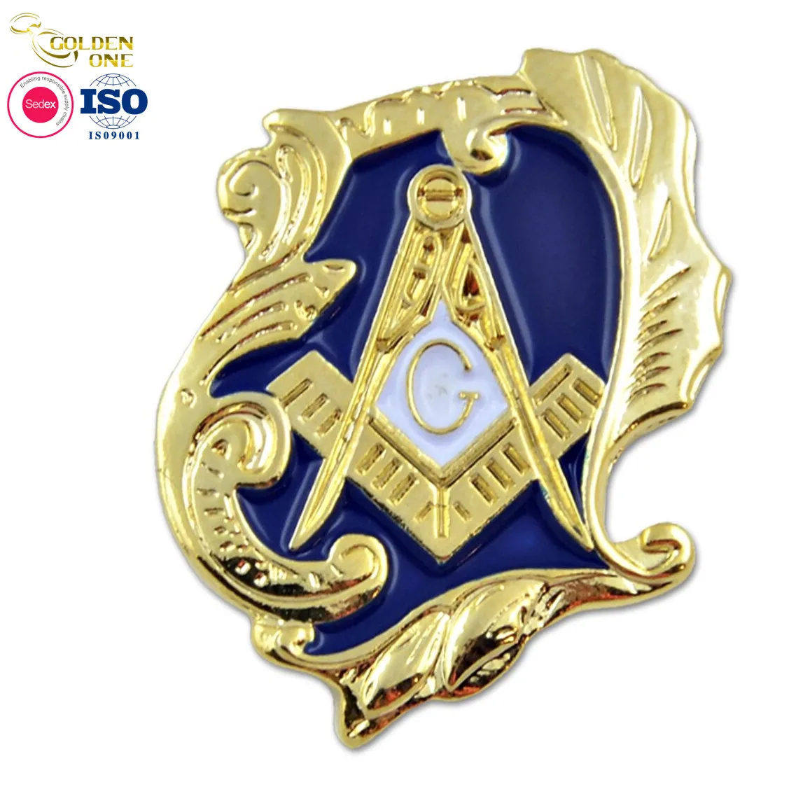 Wholesale custom metal zinc alloy 3d hollow out freemason badge enamel masonic lapel pins for suit