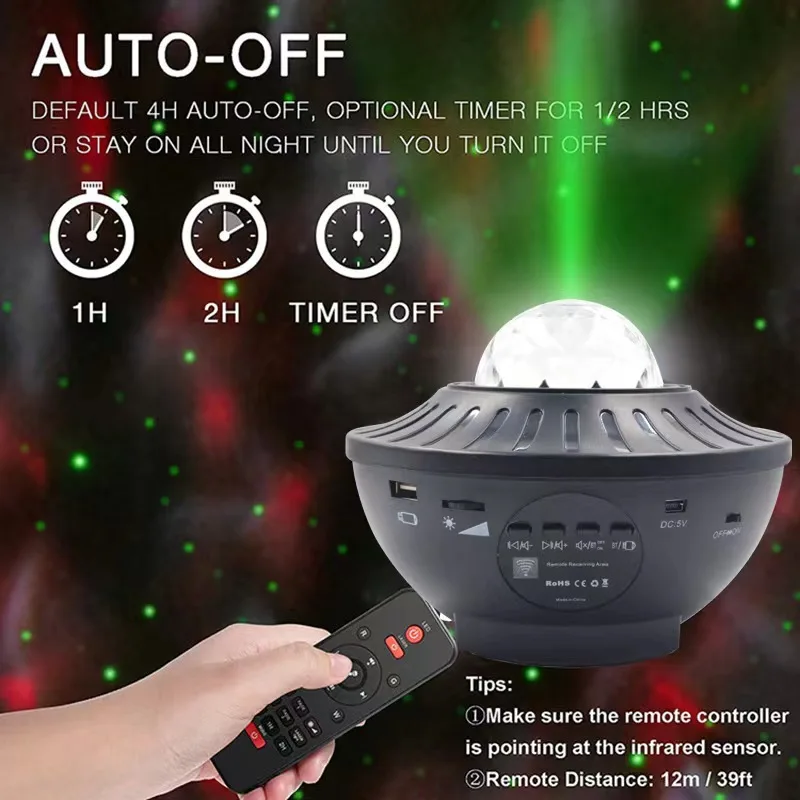 Star Projector Night Light with Remote Control Music Speaker Voice Control Timer RGB Laser Starry Light Projector