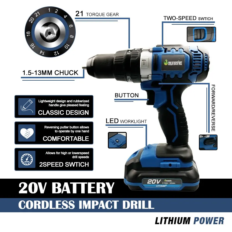 Superior Cordless Hand Drill 16mm Power Electric Tool Drill Bit Set Electric Drill