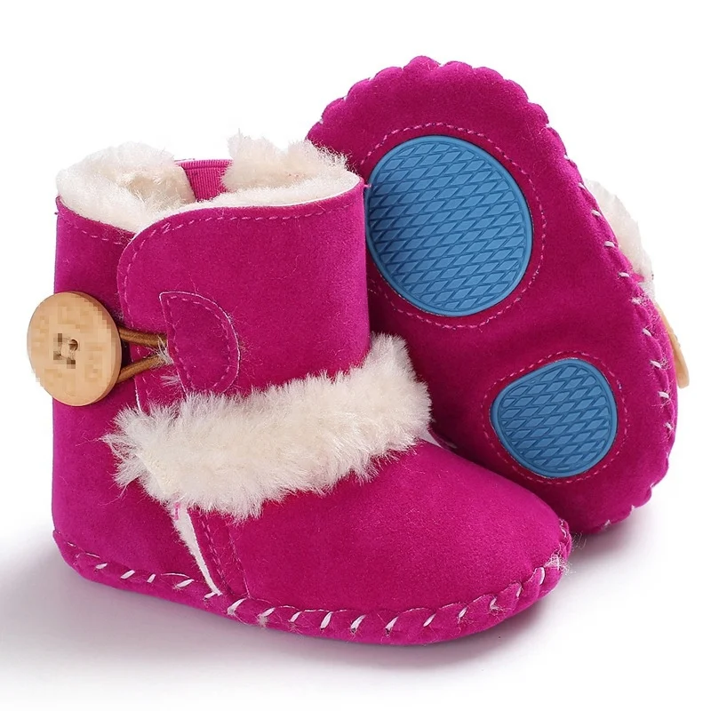  0-18M Newborn Infant Baby Girls Snow Boots Winter Warm Booties Shoes Solid Button Plush