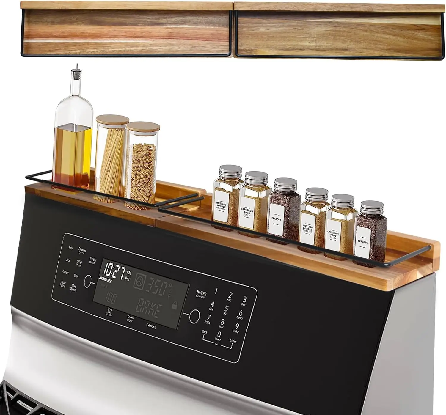 Wholesale Natural Bamboo Kitchen Shelf Organizer Magnetic Bamboo Spice Shelf for Home Stove