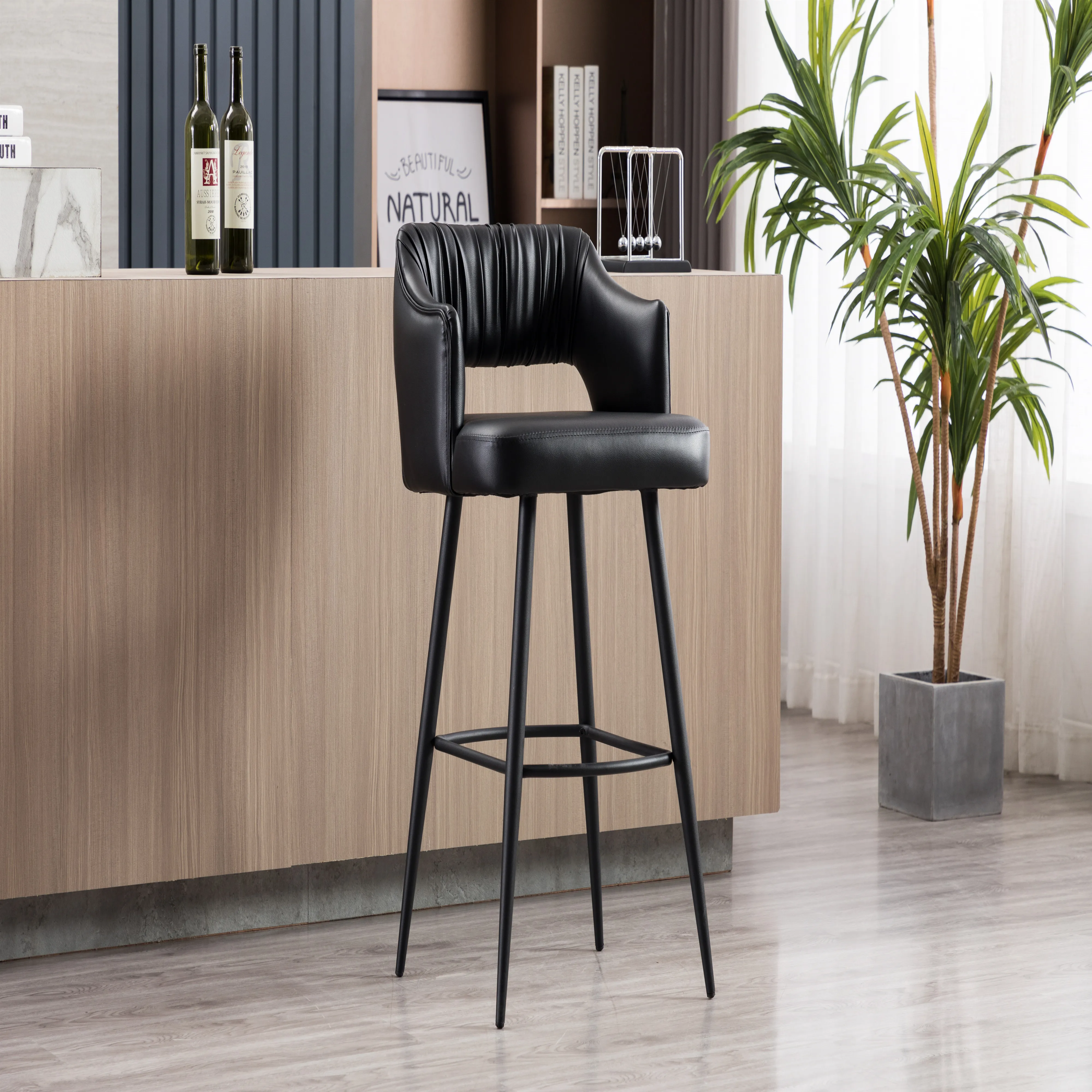 Home furniture Modern Leather bar stool chairs metal high bar stool chair
