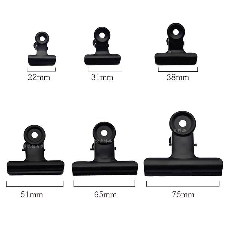 Factory Wholesale Black Durable Metal Binder Clips Paper Clamps Office Clip