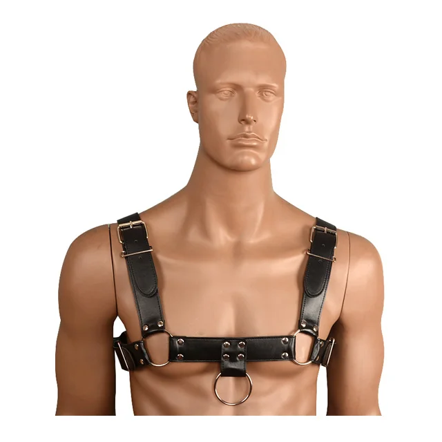 Мужской нагрудный ремень Bulldog, черная кожа, 4 ремня, двусторонний Мужской комплект для связывания