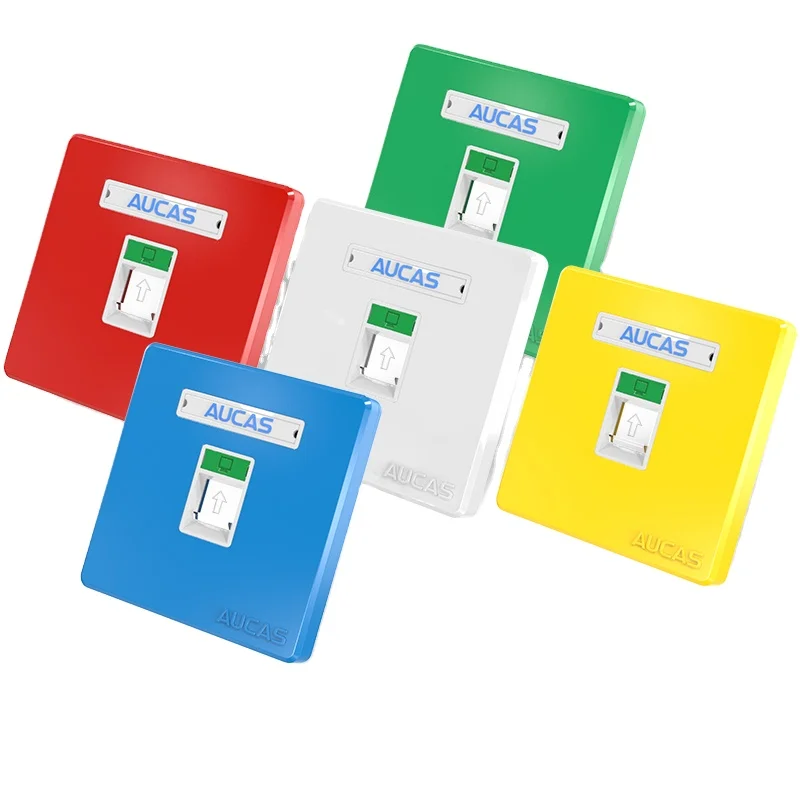 Standard keystone jack fit to colorful Faceplate RJ45 Cat5e Cat6 Cat7  Lan Cable 1 Port 2 ports coupler Wall Plate