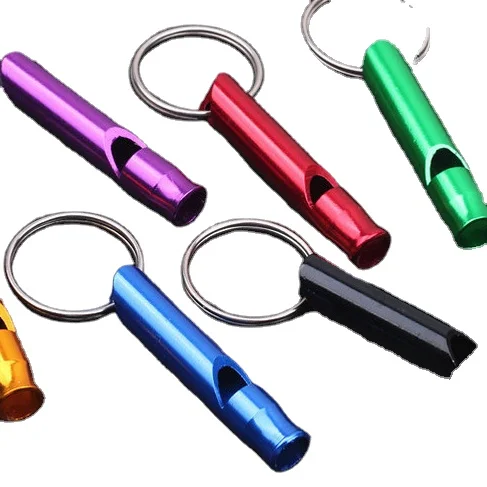2021 new  Whistles for dogs Survival Aluminum Whistle with Black Blue Red Purple Green Key Chain Whistle