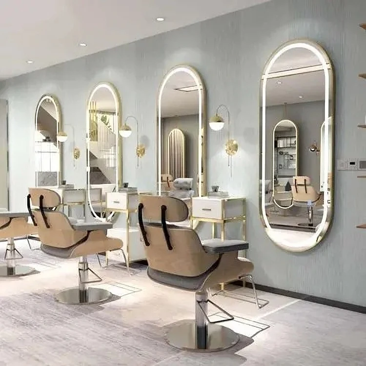 Hot sale cheap price Beauty Barber Shop Mirrors Salon Station Wall Mounted LED light Mirror