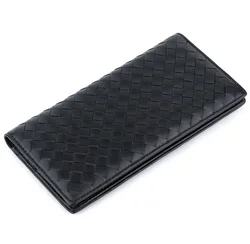 Handmade soft sheep skin leather man long wallet fashion genuine leather woven bifold card wallet for men